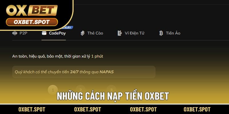 Những cách nạp tiền Oxbet phổ biến